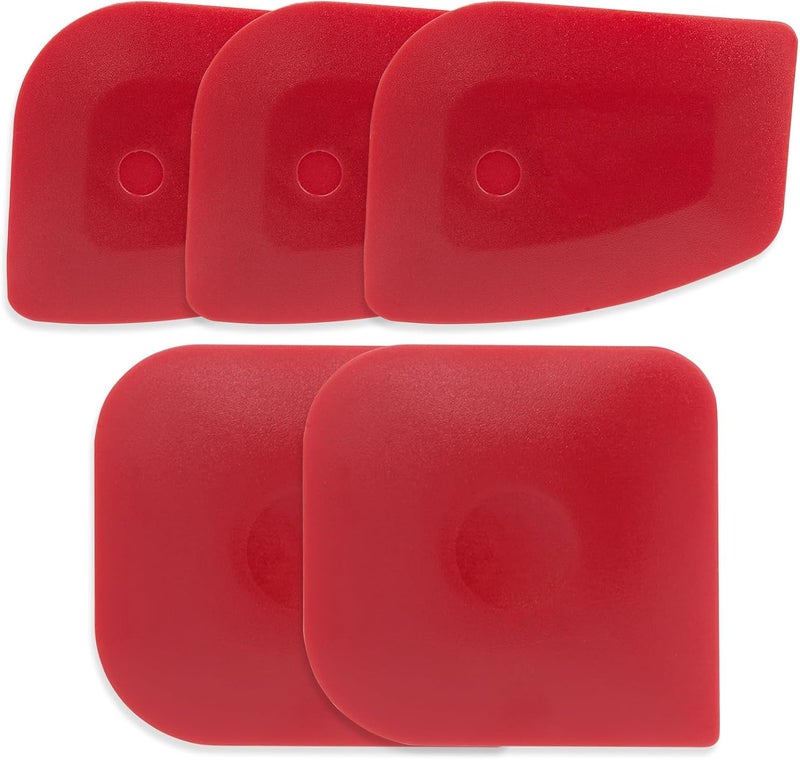 Haikole Pan Scraper 5PCS Plastic Scraper Set,Food Scraper Tool for Cast Iron, Pot and Pan Cleaning,Pan Scraper Tool for Cleaning Grease Burnt Food,Scraper Tool Kitchen (5, Red) - Image 1